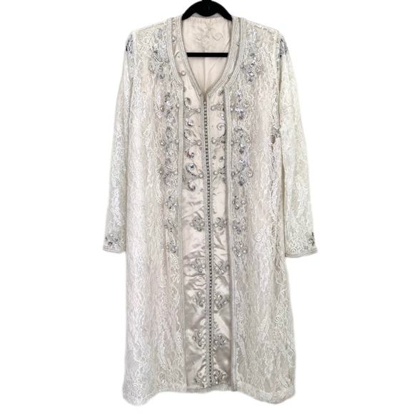 NEW 3 Piece Silk Embroidered Embellished Bridal Wedding Dress+Lace Jacket+Belt - Picture 1 of 17